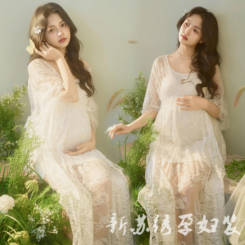 依媚坊孕妇写真春日小清新连衣裙