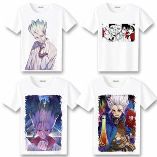 石纪元T恤衫千空短袖夏季动漫卡通日常活力圆领流行青春衣服圆领