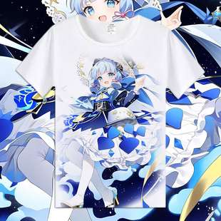 神里绫华原神周边衣服动漫游戏短袖T恤男女二次元潮流圆领体恤衫t