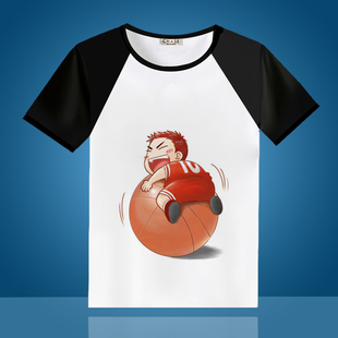 灌篮高手T恤短袖 樱木花道周边衣服黑袖 夏季运动篮球动漫T恤男女