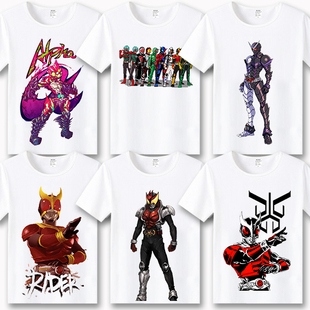 假面骑士T恤 平成假面时王短袖二次元童装亲子装小孩子大人衣服夏