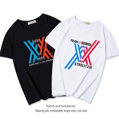 DARLING in the FRANXX 国家队 02动漫周边纯棉短袖T恤宽松衣服夏