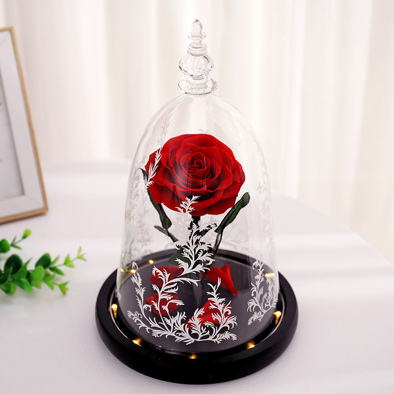 永生花美女与野兽玻璃罩生日礼物