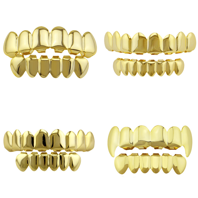 金牙套 嘻哈牙齿金大镶嵌镀金定制自杀小队小丑hiphop说唱grillz