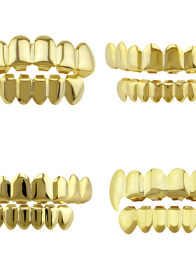 金牙套 嘻哈牙齿金大镶嵌镀金定制自杀小队小丑hiphop说唱grillz