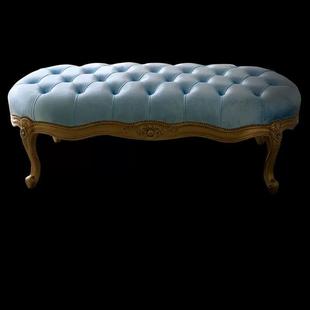 法式实木床尾凳轻奢金雕花脚踏衣帽间沙发长脚凳高端场所脚凳