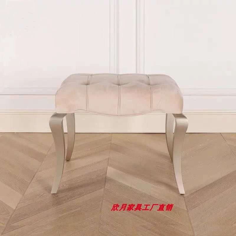 美式轻奢实木化妆凳法式化妆桌卧室梳妆椅布艺椅子梳妆凳化妆台