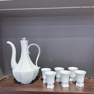 景德镇高档酒壶酒具套装礼盒装宋式执壶影青雕花酒壶白酒杯送礼