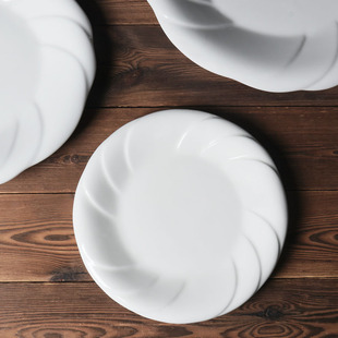 菜盘鱼盘平盘西式家用白陶瓷深盘汤碗不规则圆圣火浅盘子酒店餐具