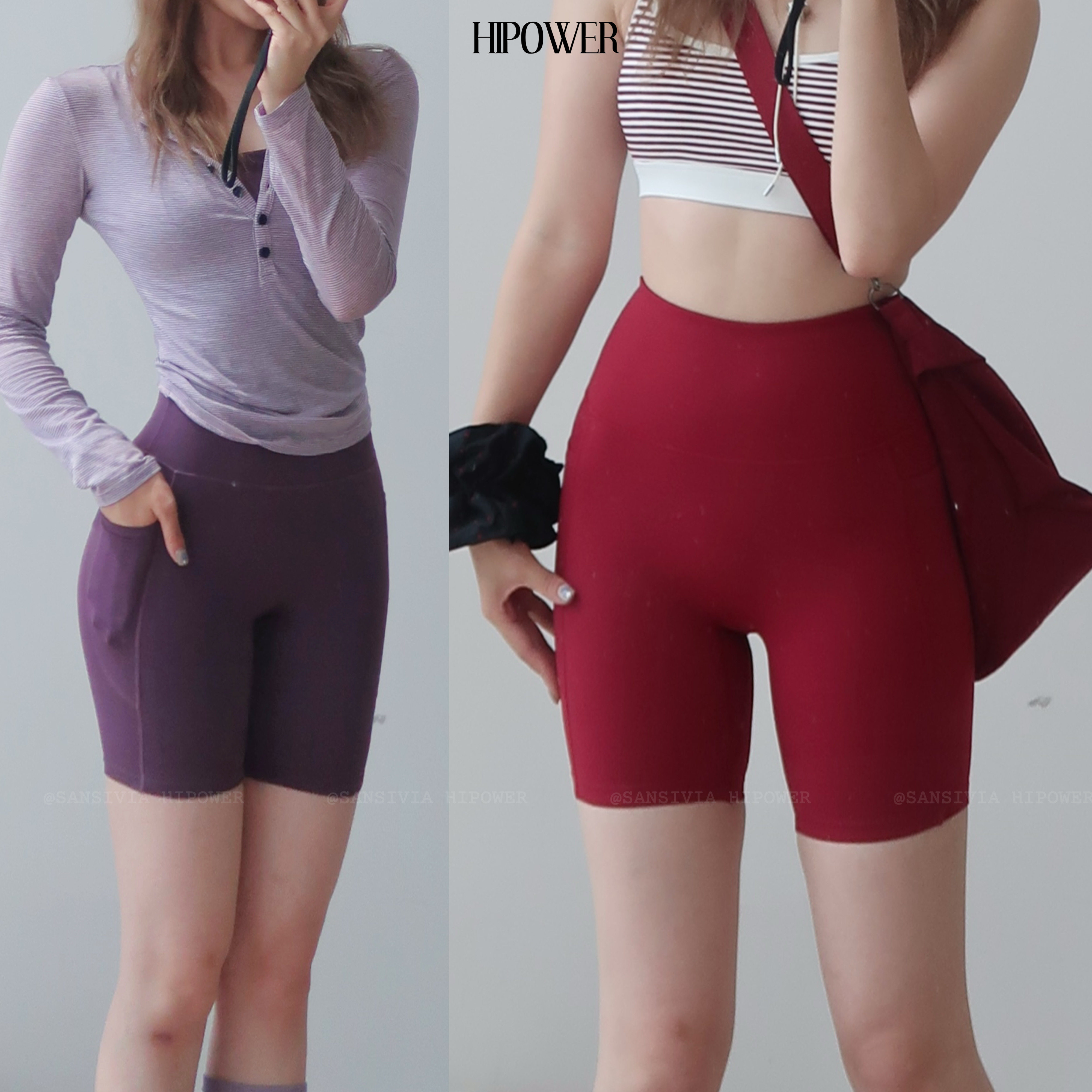 HIPOWER【可单穿】侧口袋健身短裤运动速干三分半瑜伽紧身弹力女