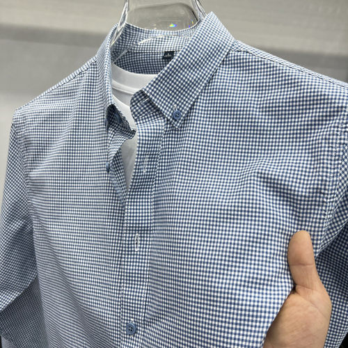 纯棉格子衬衫男长袖高端2025年新款春秋季上衣服休闲男士衬衣外套