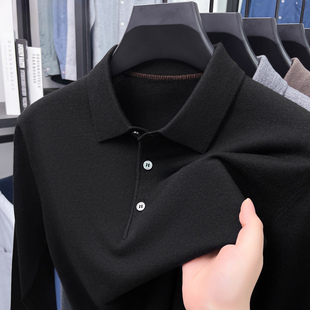 中年翻领薄款 新款 打底线衫 男2025秋季 毛衣男 含羊毛桑蚕丝针织衫