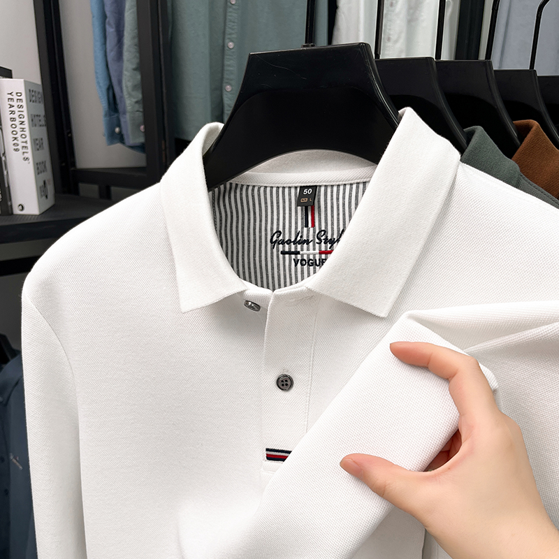 （重磅加厚320克）长袖T恤秋冬新品刺绣上衣休闲男士长绒棉POLO衫