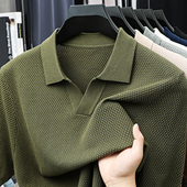 菠萝纹体恤夏季 透气半袖 t恤男海鸥翻领Polo衫 高端100纯棉针织短袖