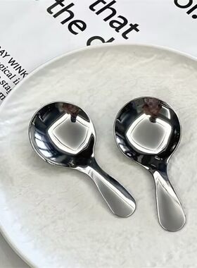 304不锈钢便捷携带迷你小圆勺茶叶勺调料勺儿童餐具加厚简约