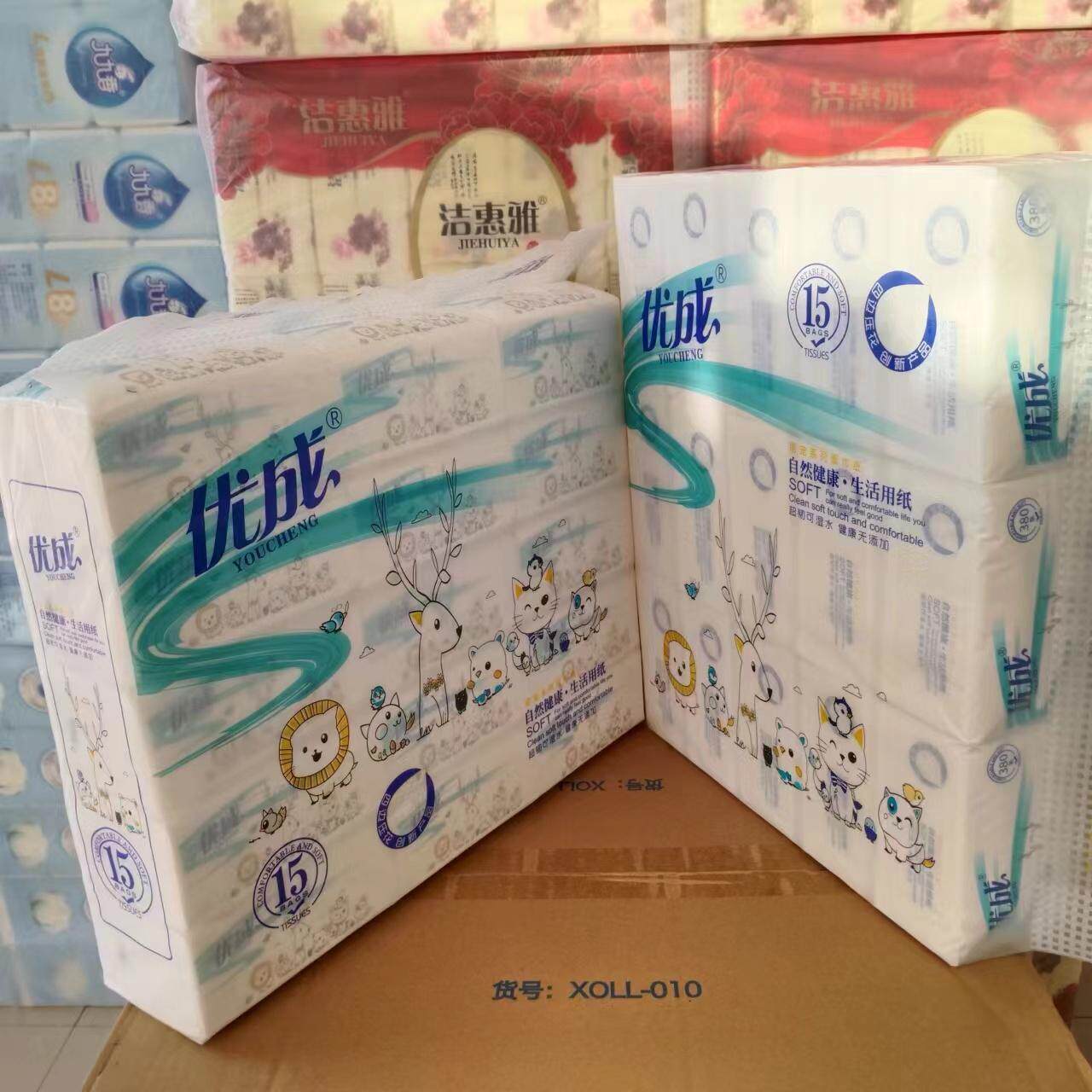优成380张抽纸10包原生木浆5层图片