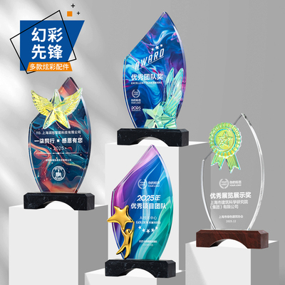 创意水晶奖杯定制高档大气企业优秀员工团队荣誉颁奖年会奖牌订制