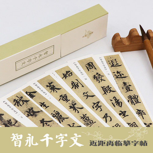 智永千字文 近距离临摹卡片高清原碑帖单片装帧便临摹简体旁注 中国碑帖名品教程毛笔书法 行书草书毛笔书法字帖 独喜临赏