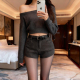 灰色呢子短裤 短款 女秋冬2025新款 靴裤 辣妹包臀百搭打底毛呢三分裤