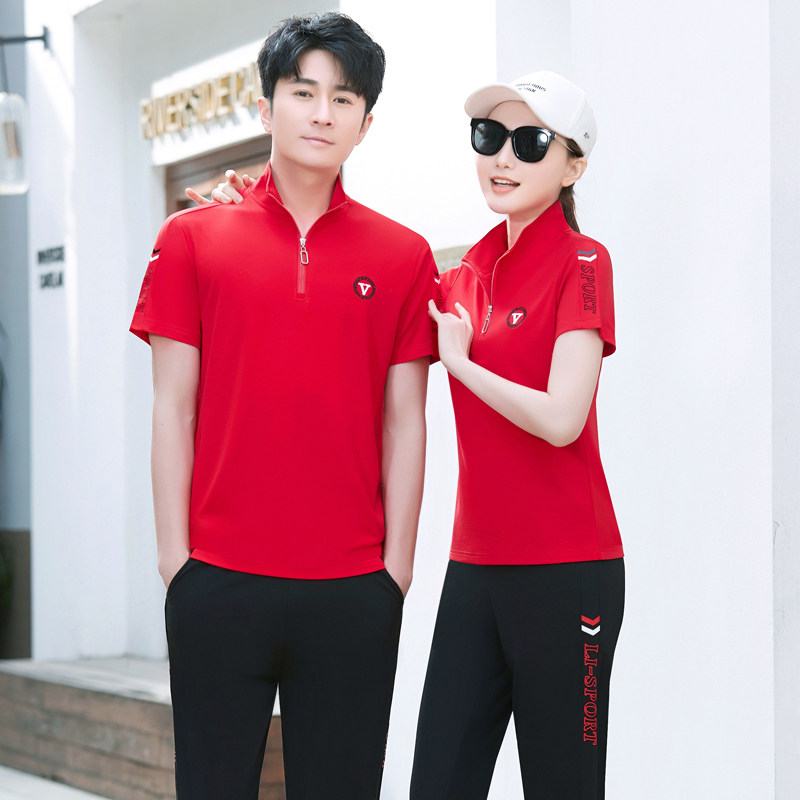 夏季薄款运动套装女2025新款时尚情侣装男士大码休闲跑步服两件套