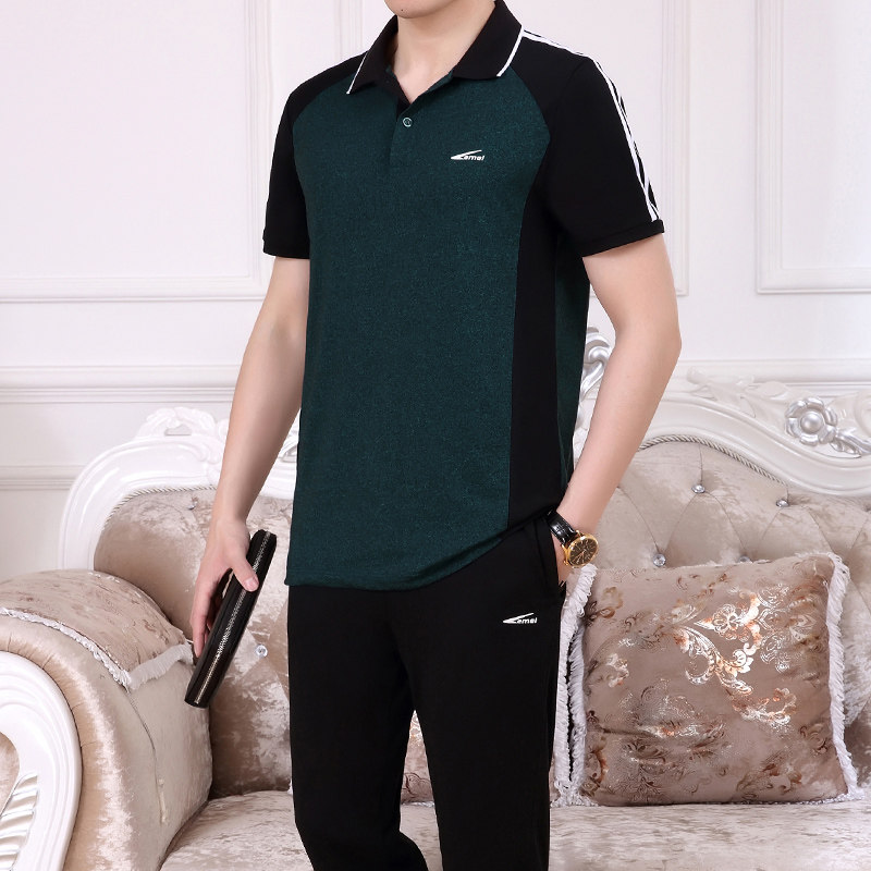短袖t恤纯棉大码运动服套装男士