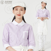志成领尚春夏简约舒适全棉七分袖 咖啡饮品店面包坊前场服务员工服