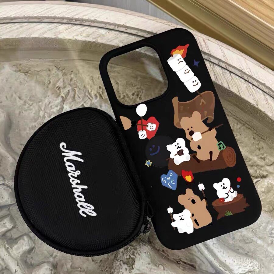 韩国ins可爱柿子椒熊17/16手机壳适用苹果15promax黑色15小众iphone14pro磨砂13防摔12软11保护套XR
