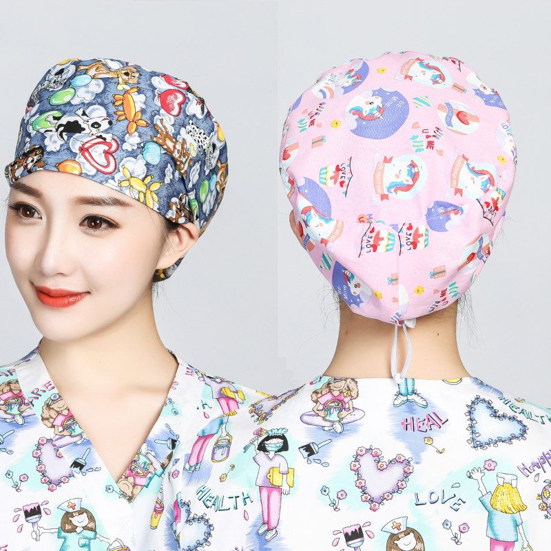 医生手术室弹簧扣牙科男护士圆帽松紧纺织女工食品药厂防尘工作帽