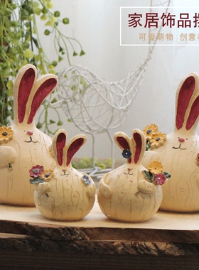 创意家居树脂可爱胖兔子装饰品