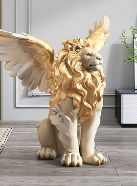 创意轻奢大型雄狮子客厅落地摆件