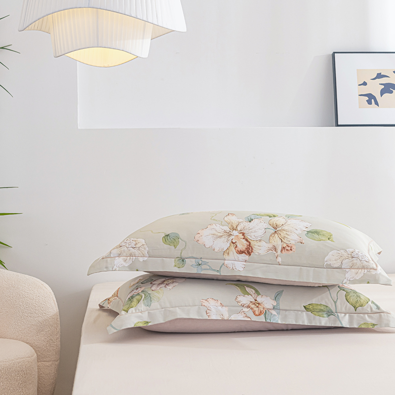 佳丽斯单人纯棉信封枕套一对装48*74全棉印花单件枕芯套家用床品