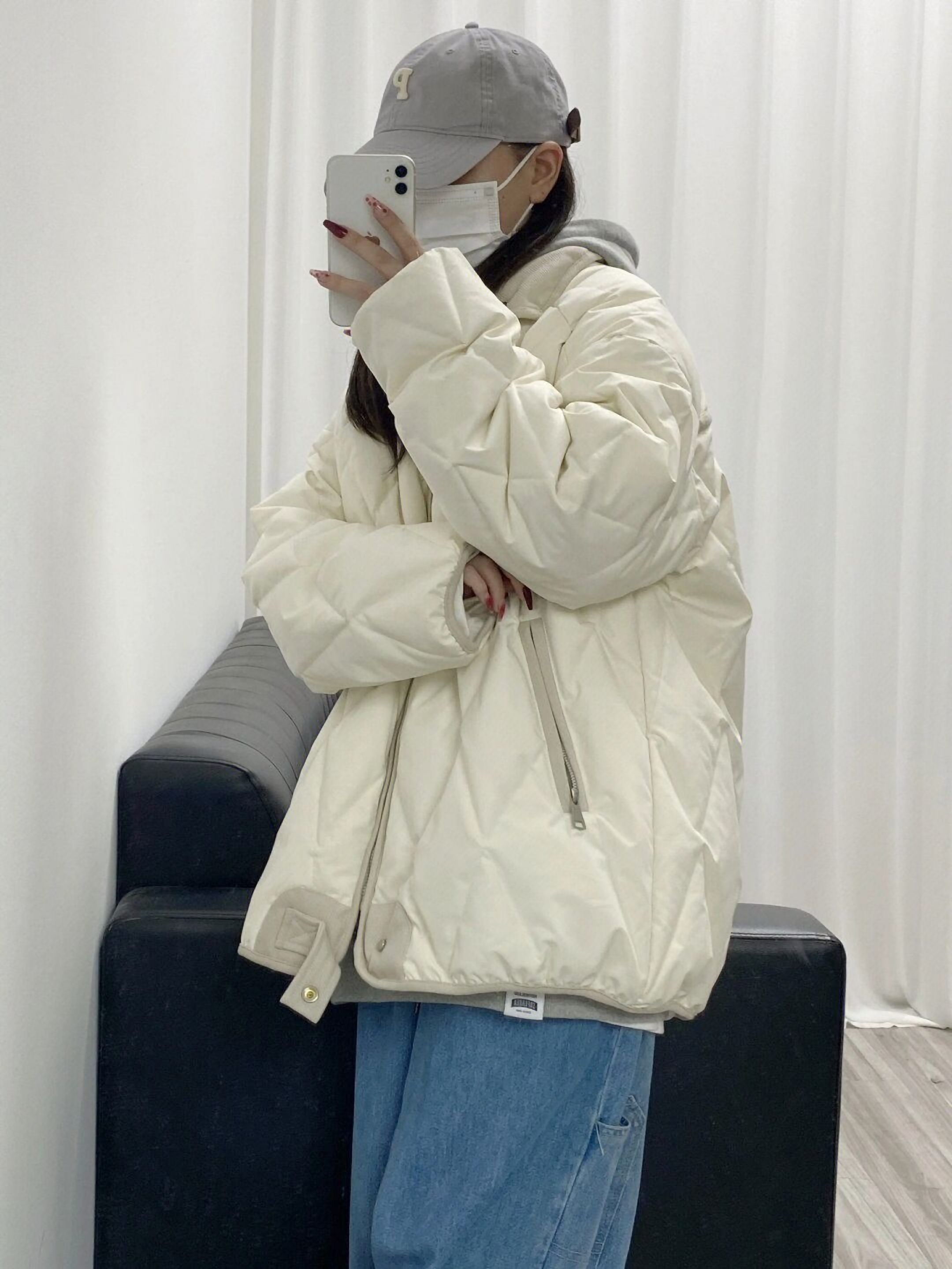 羽绒棉服女oversize2023新款棉袄学生冬季菱格外套韩系小个子棉衣