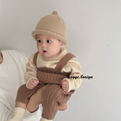 宝宝帽子秋冬奶嘴毛线帽男女婴儿冬季 保暖地主帽小月龄针织套头帽