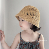 女宝宝帽子春夏薄款 遮阳防晒儿童渔夫帽网眼韩版 百搭水桶太阳草帽