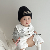 宝宝帽子秋冬毛线帽男女儿童冬季 加厚套头护耳帽婴儿针织保暖韩版