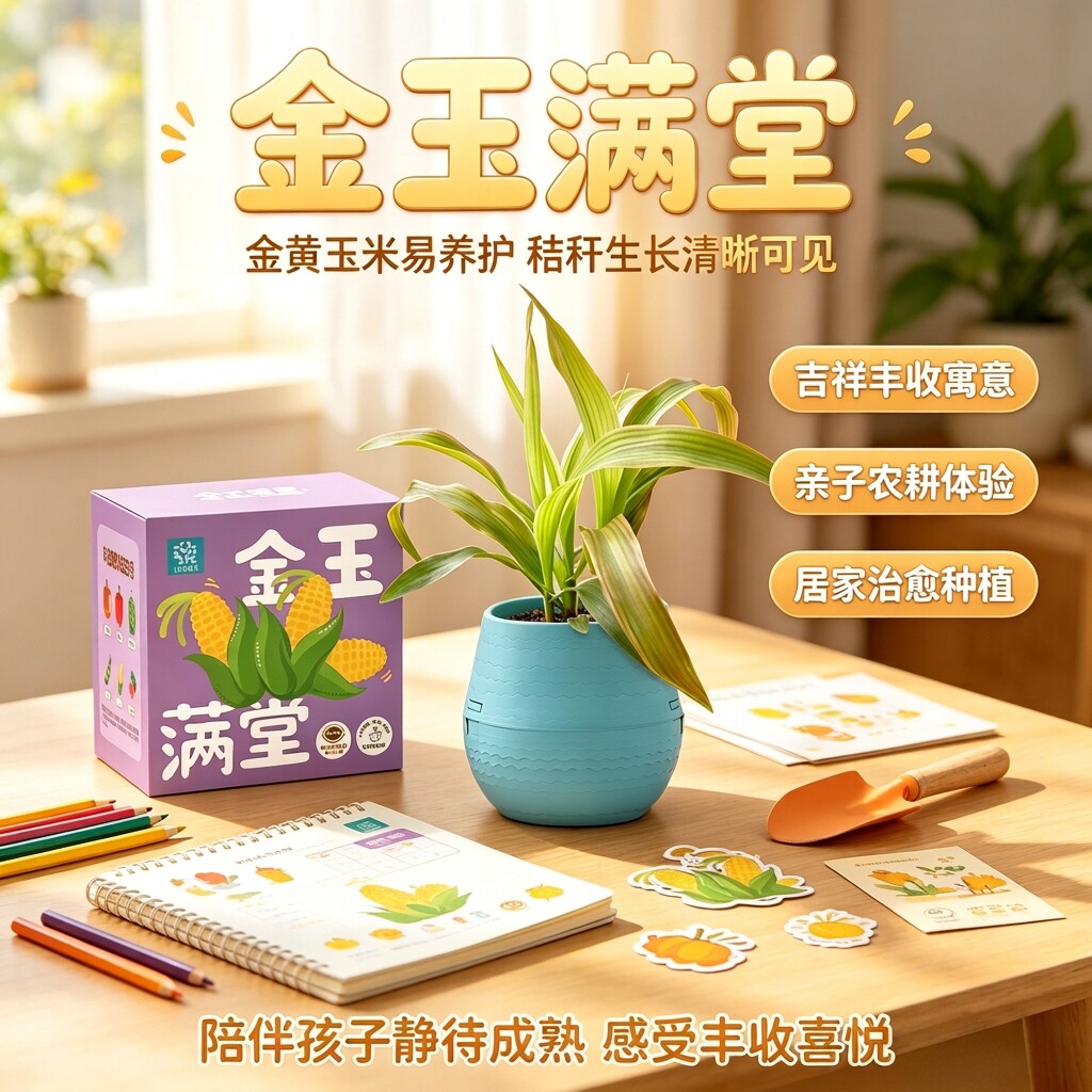 IAM小小果蔬园 玉米种植盒懒人自吸水花盆 亲子植物观察盆栽套装