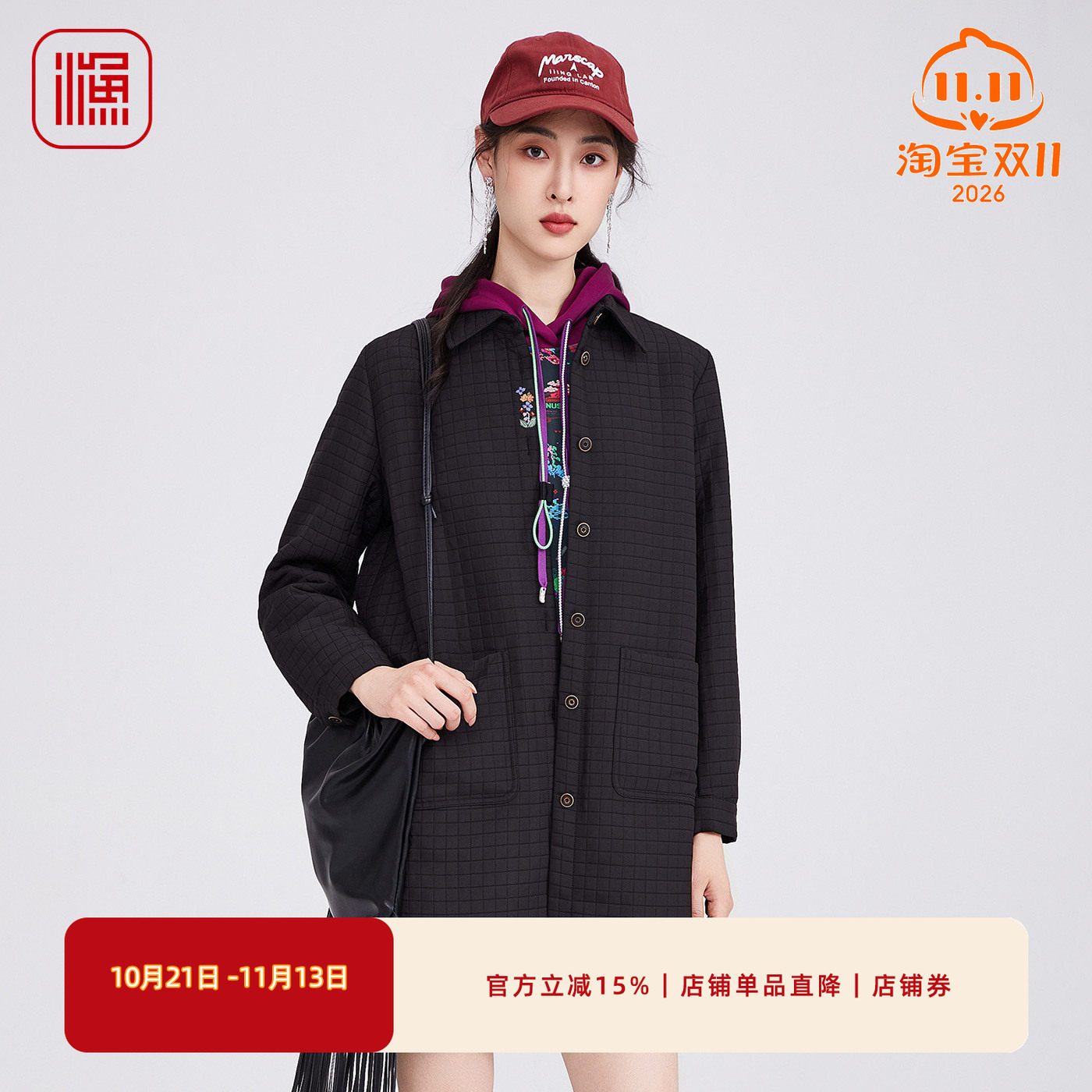 棉衣外套女格纹棉服FGHC4029