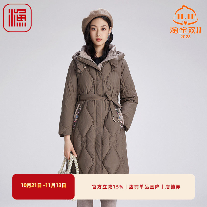 渔2024新款中长款加厚羽绒服