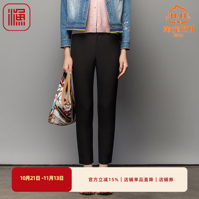 渔服饰裤子女新款春秋休闲绣花弹力垂感长西裤通勤风FGFC6212