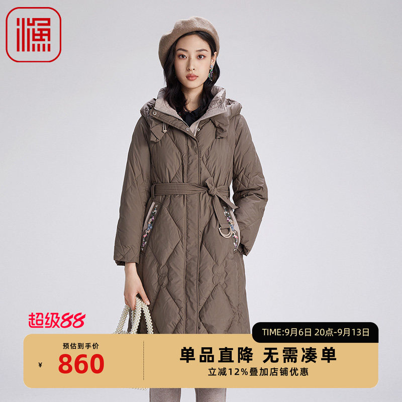 渔2024新款中长款加厚羽绒服