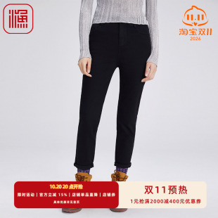 渔牌女装牛仔裤女士新款秋季黑色水洗小脚休闲九分裤FGGC6009