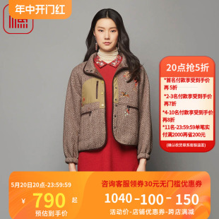 2023新款 呢料绣花短款 女士外套春秋款 渔牌女装 夹克女外套FGFD3219