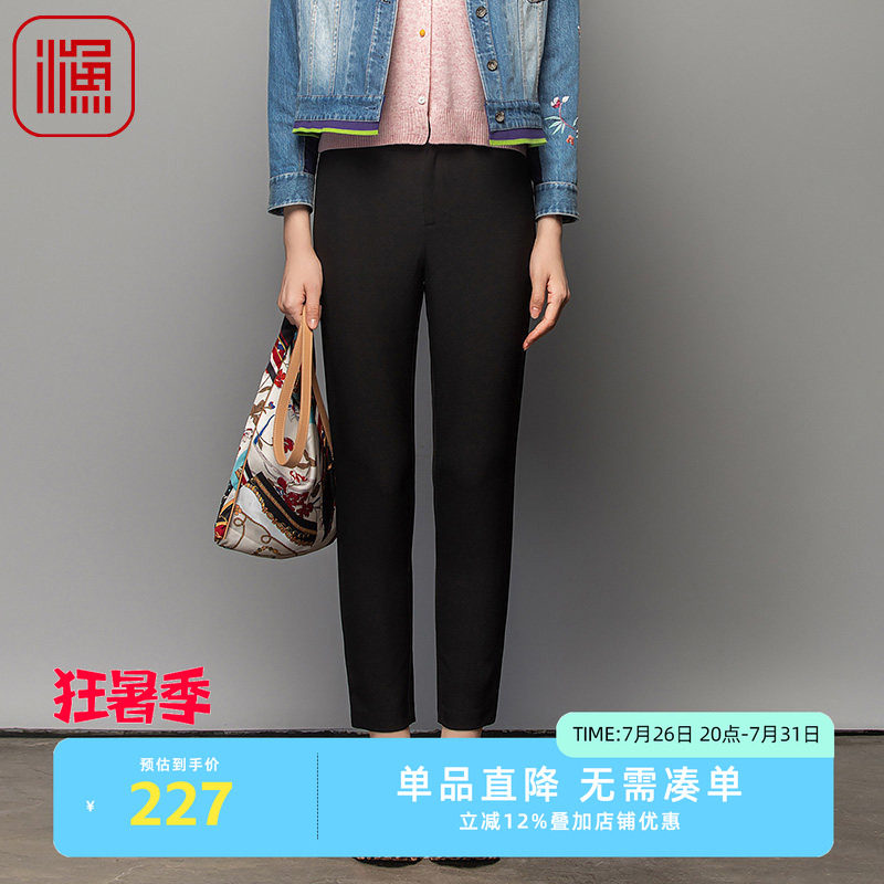 渔服饰裤子女新款春秋休闲绣花弹力垂感长西裤通勤风FGFC6212