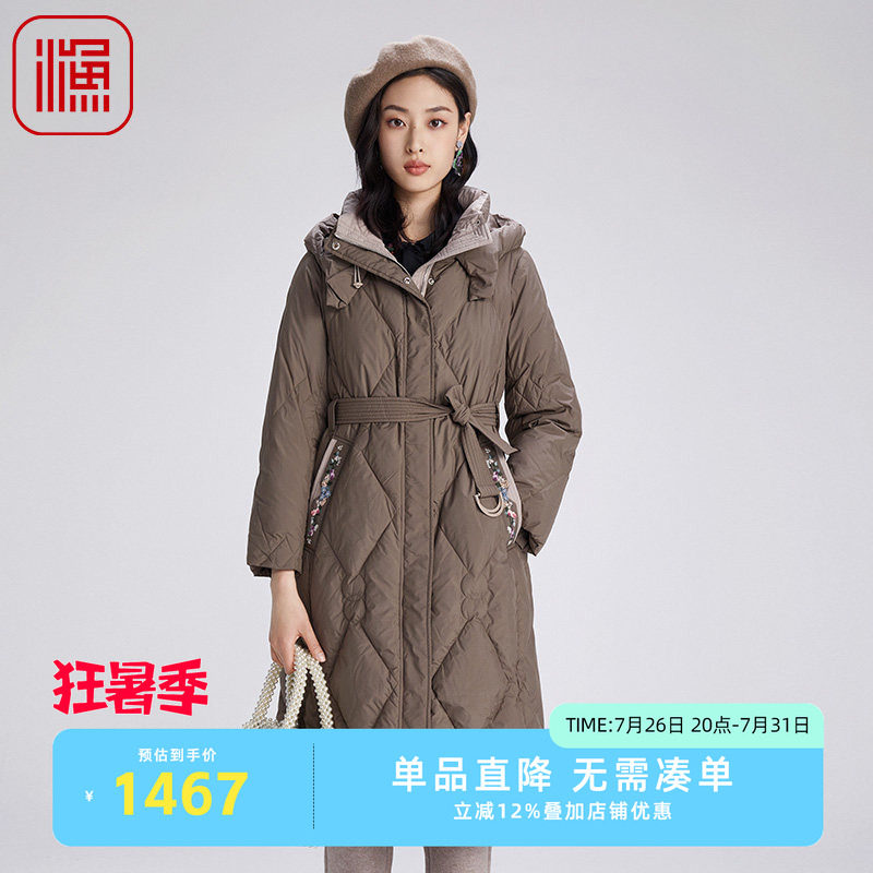 渔2024新款中长款加厚羽绒服