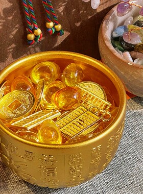 杭州灵隐冰箱上的黄铜百福缸摆件