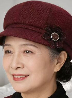 中老年时装帽子老人奶奶妈妈贝雷帽春秋休闲布帽中老年人鸭舌帽