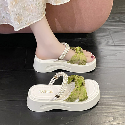 绝美厚底拖鞋女法式增高罗马凉鞋