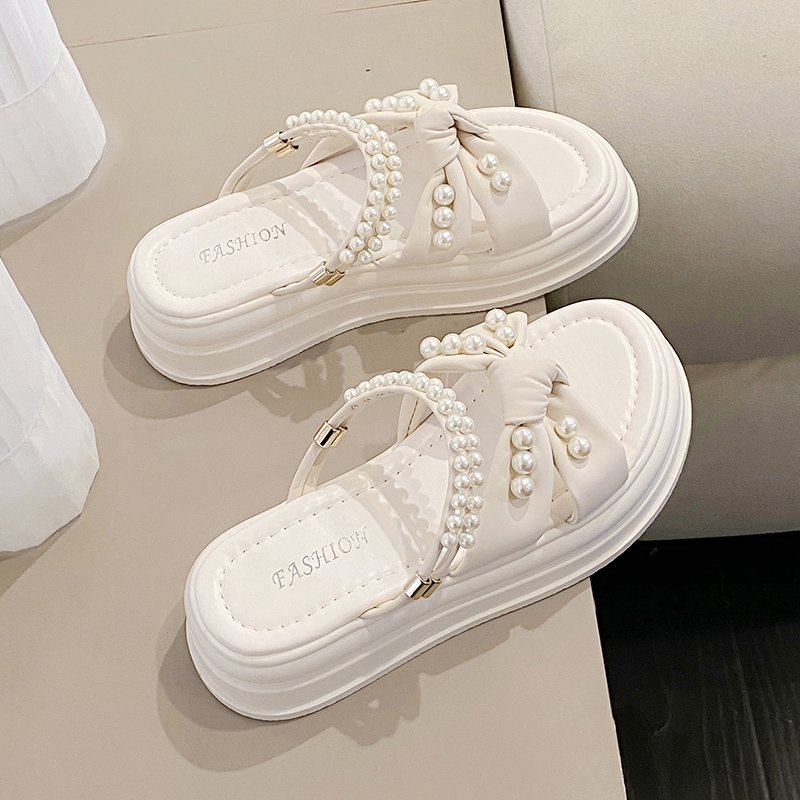 高级感法式平底凉拖鞋女沙滩鞋