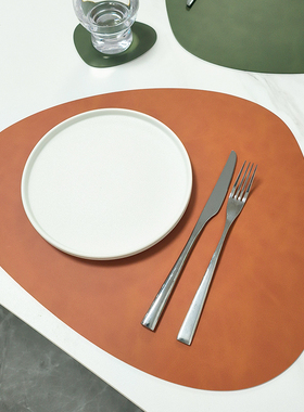 皮革餐垫北欧风纯色异形粉色桌垫防水防油隔热垫家用西餐垫可定制