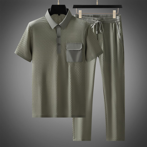 神凫鸟夏季轻薄丝滑冰丝休闲套装